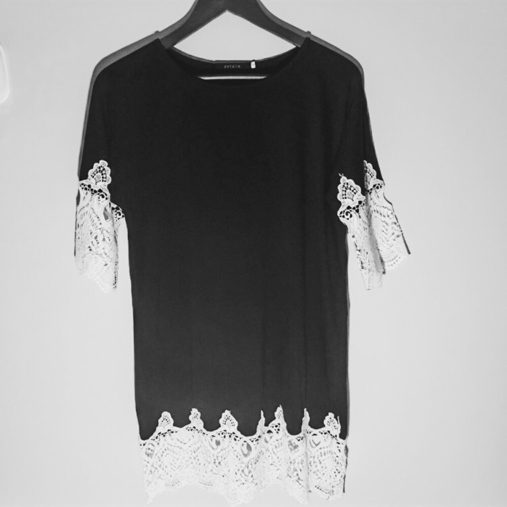 Black dress with white lace***NEVER WORN